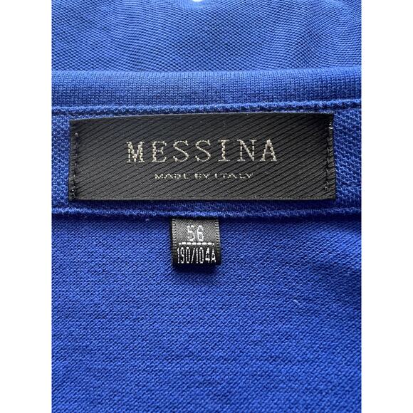 Messina Made By Italy Mens 100% Cotton Collar Royal Blue Polo Shirt Size XL (56) - Picture 6 of 9